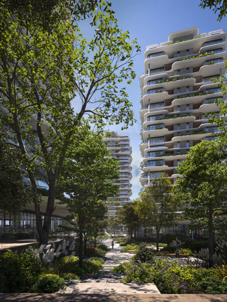 Зелёный парк между башнями Kean Limassol